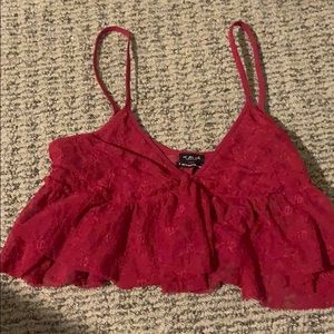 urban outfitters red lace crop top